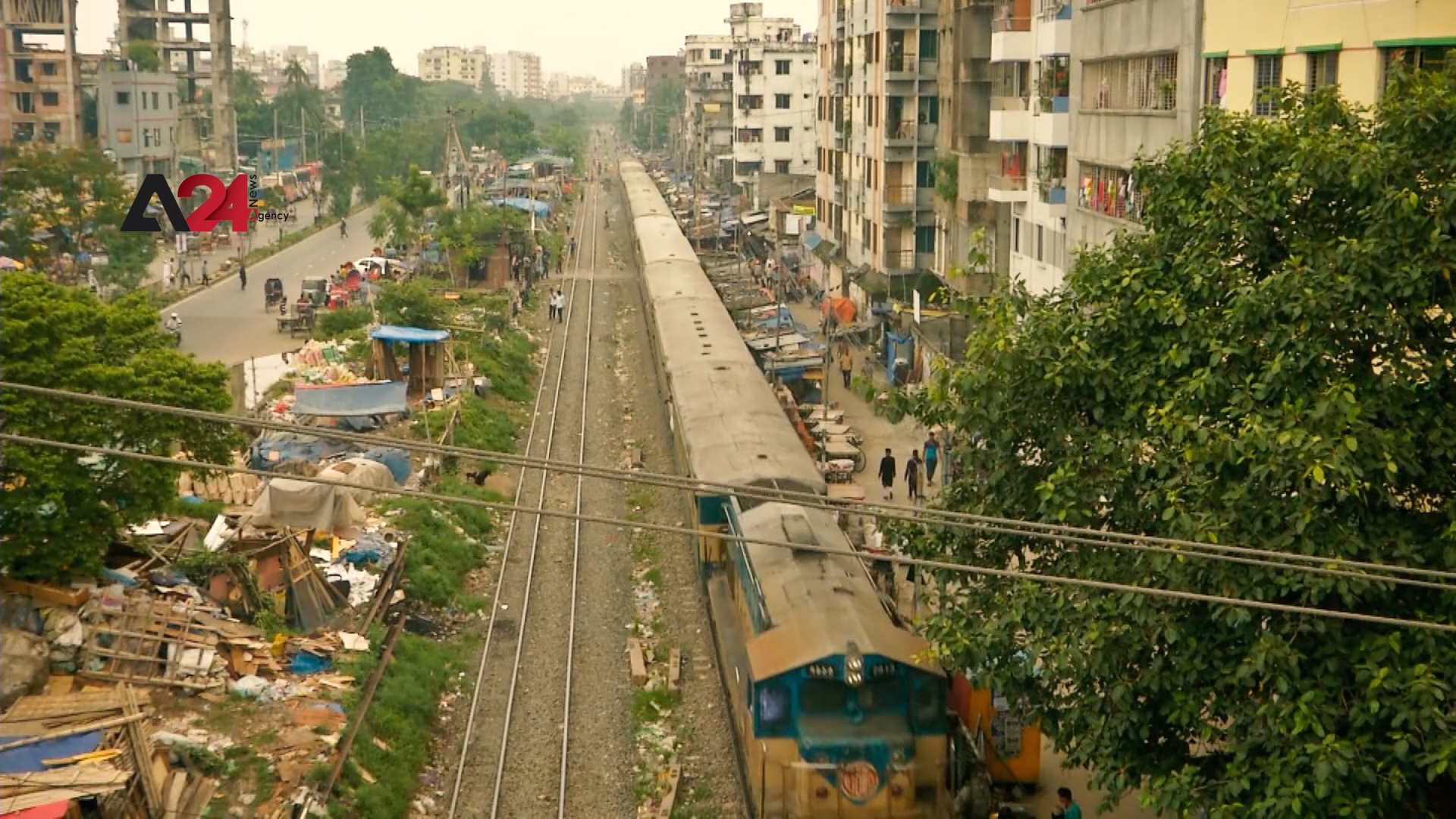 Bangladesh- Slums dotted with railway sides in Dhaka