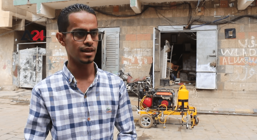 اليمن - طلاب يمنيون يخترعون ربوت لطلاء أرصفة الشوارع